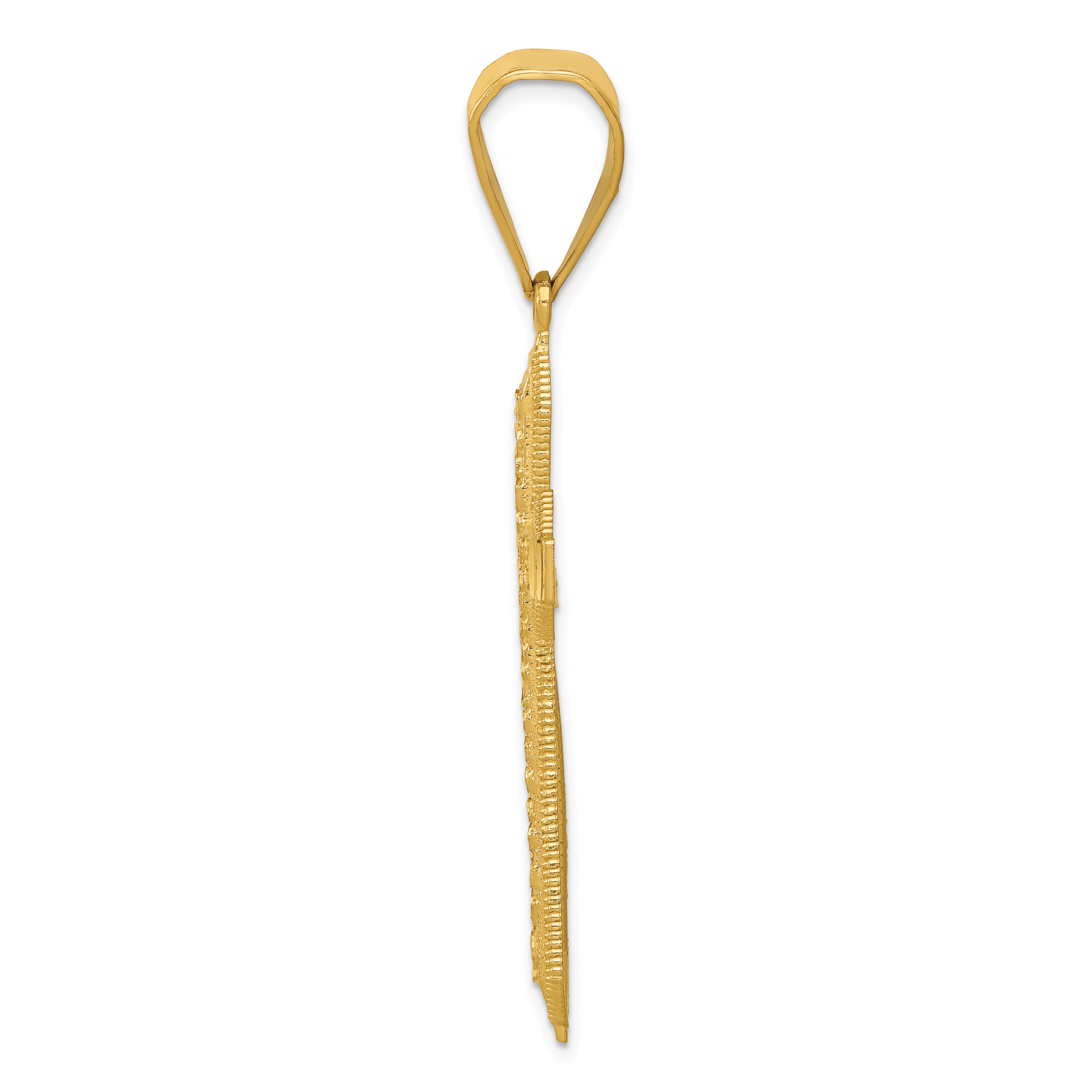 14K Gold Diamond-Cut Cross Pendant with Polished Finish Elegant Design