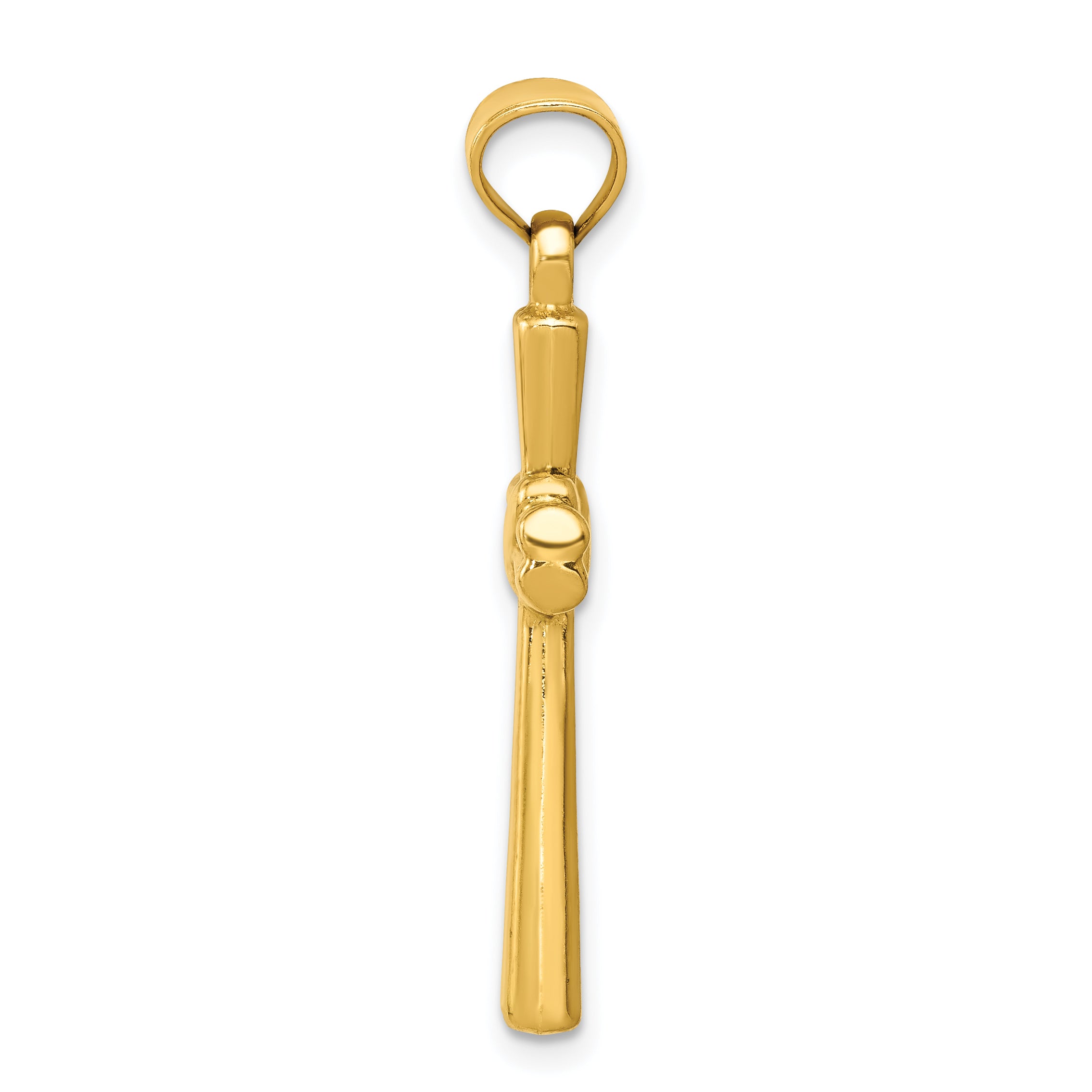 14K Gold Hollow Cross Pendant with Polished Reversible 3D Design Secondary image