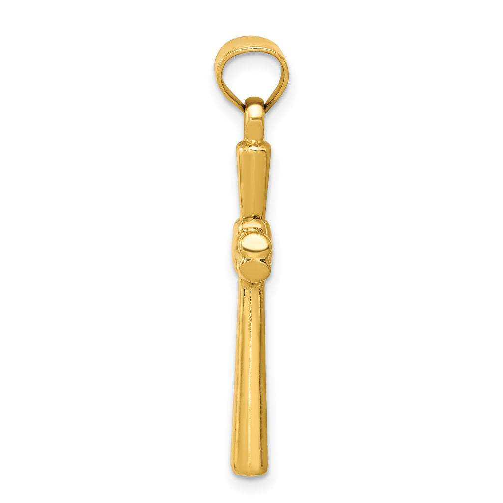 14K Gold Hollow Cross Pendant with Polished Reversible 3D Design