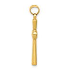 14K Gold Hollow Cross Pendant with Polished Reversible 3D Design
