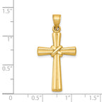 14K Gold Hollow Cross Pendant with Polished Reversible 3D Design
