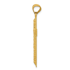 14K Gold Diamond-Cut Latin Cross Pendant  Elegant Solid Design