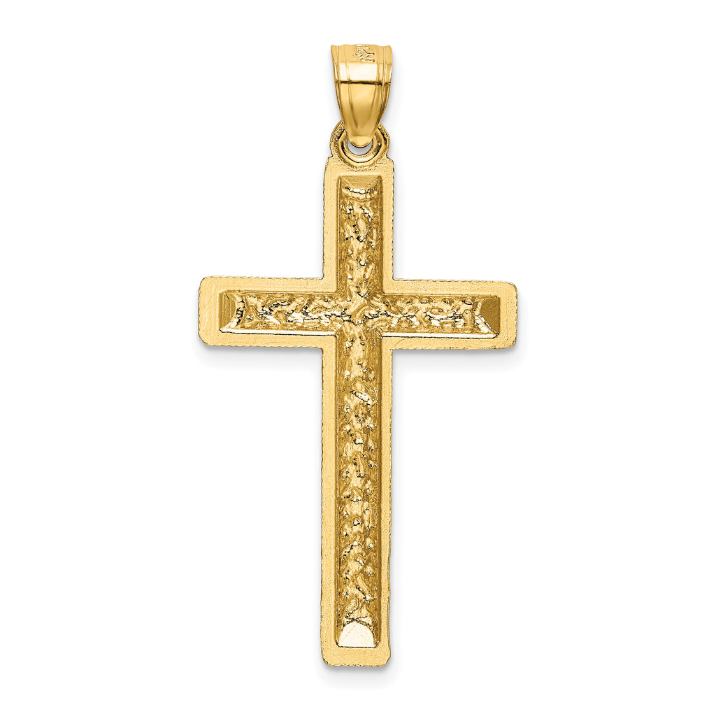 14K Gold Diamond-Cut Latin Cross Pendant  Elegant Solid Design