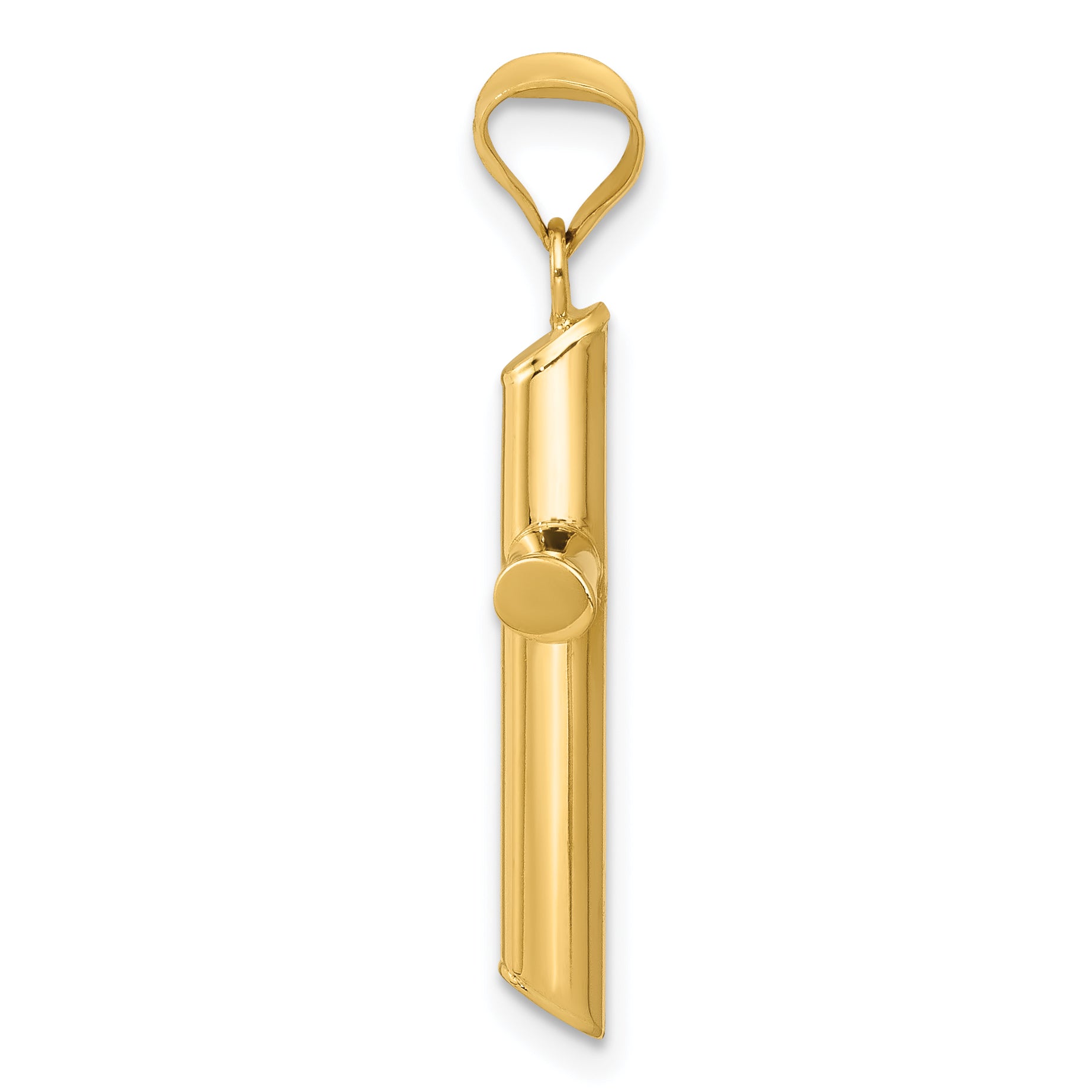 14K Gold Polished Tube Cross Pendant with 3D Design  Elegant and Timeless Charm Secondary image