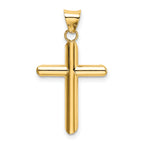 14K Gold Polished Tube Cross Pendant with 3D Design  Elegant and Timeless Charm