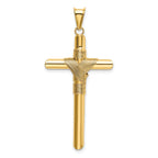 14K Gold Polished Cross Pendant with 3D Center Wrap Design
