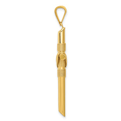 14K Gold Polished Cross Pendant with Center Wrap  Elegant 3D Design