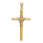 14K Gold Polished Cross Pendant with Center Wrap  Elegant 3D Design