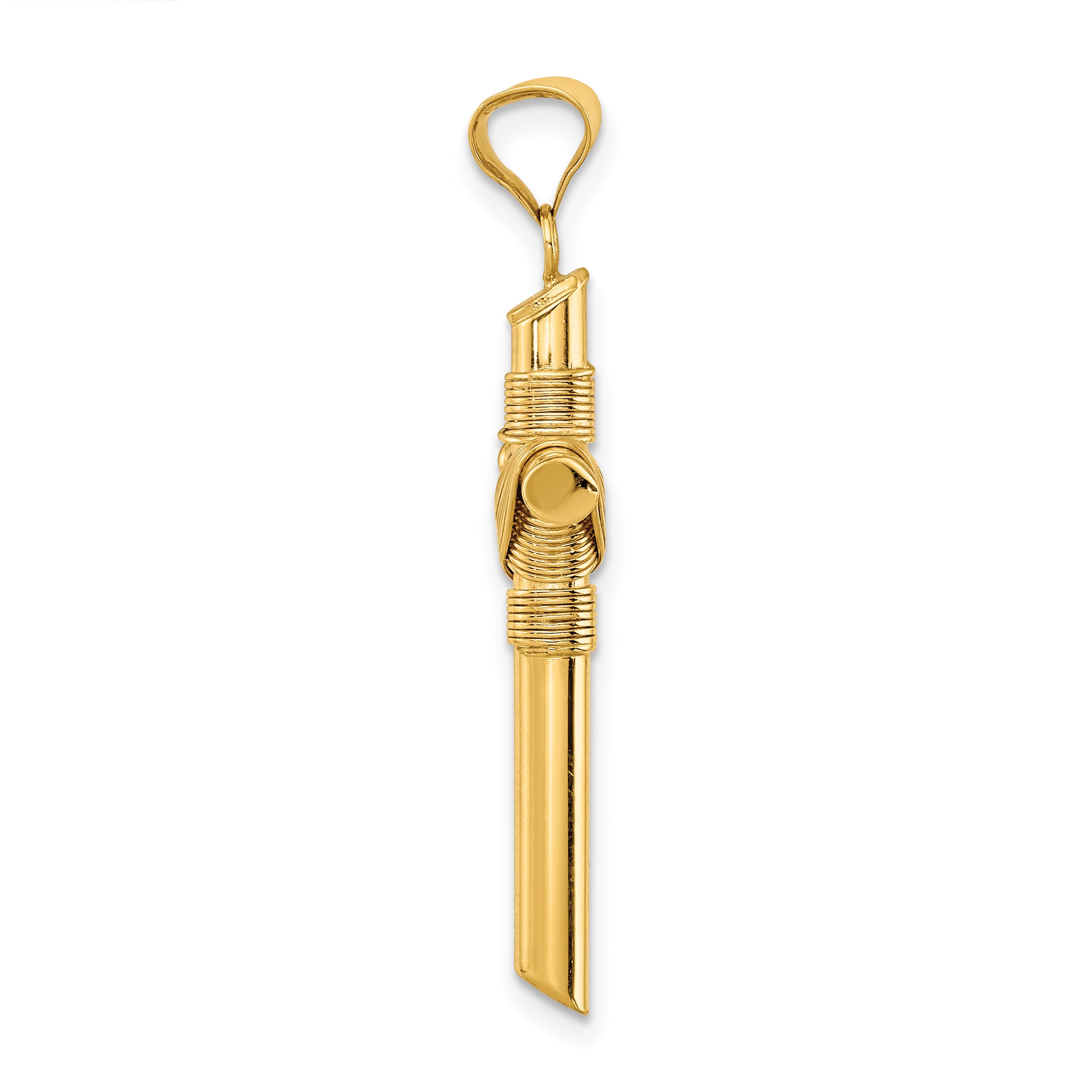 14K Gold Polished Cross Pendant with Center Wrap, 3D Design Secondary image
