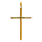Polished Tube Cross Pendant in 14K Yellow Gold