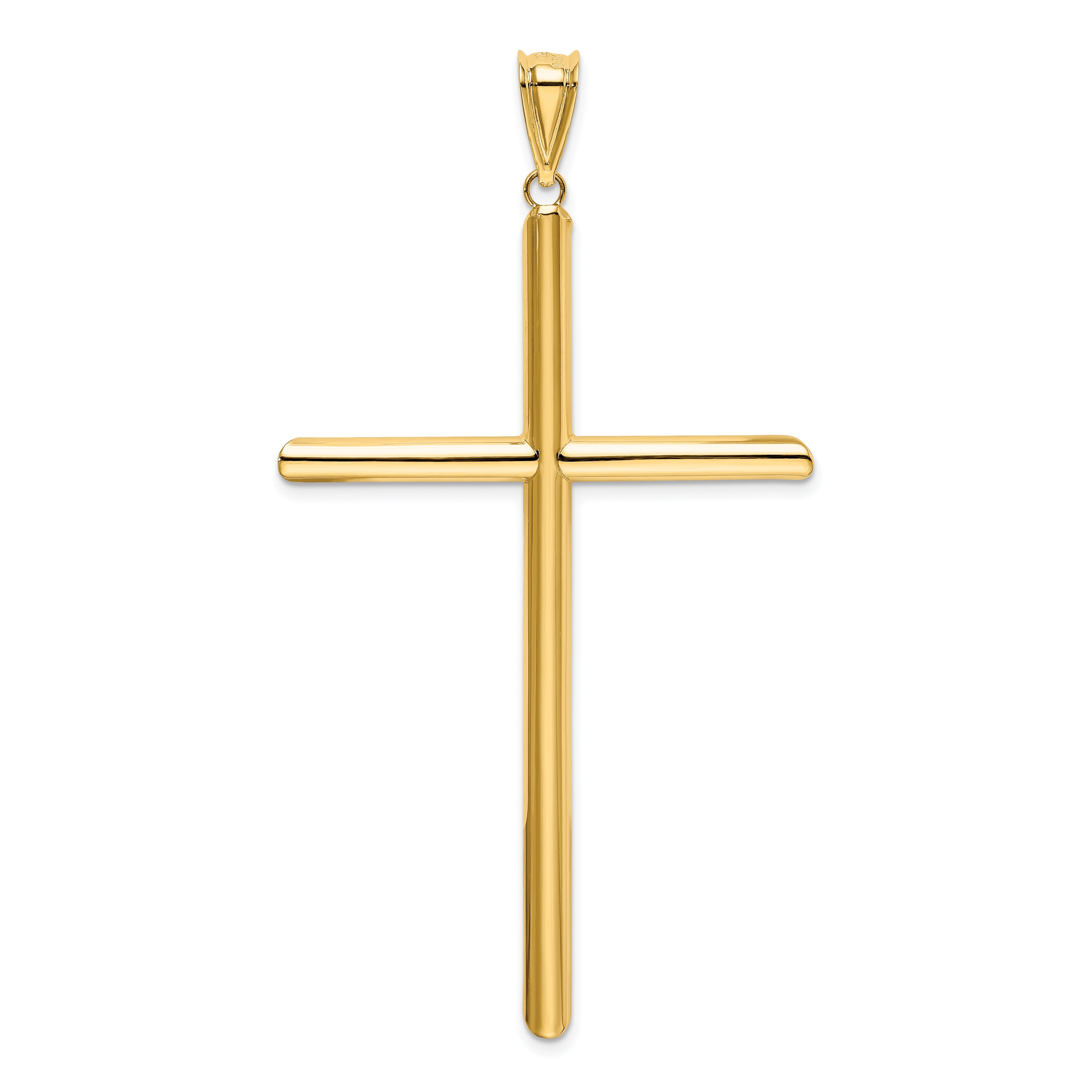 Polished Tube Cross Pendant in 14K Yellow Gold