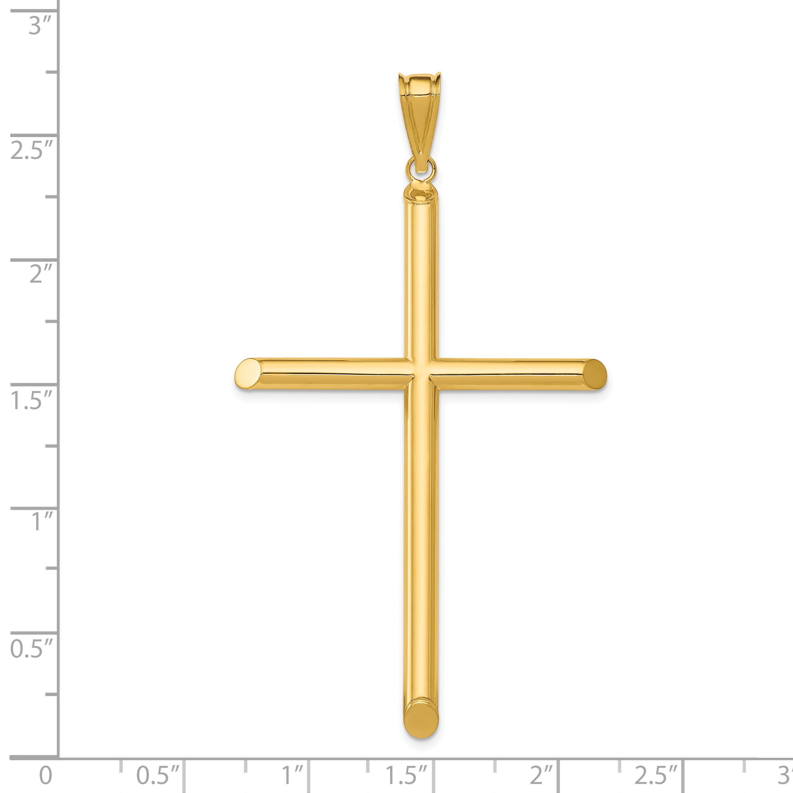 Polished Tube Cross Pendant in 14K Yellow Gold