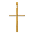 14K Gold Polished Tube Cross Pendant with 3D Design Elegant Finish