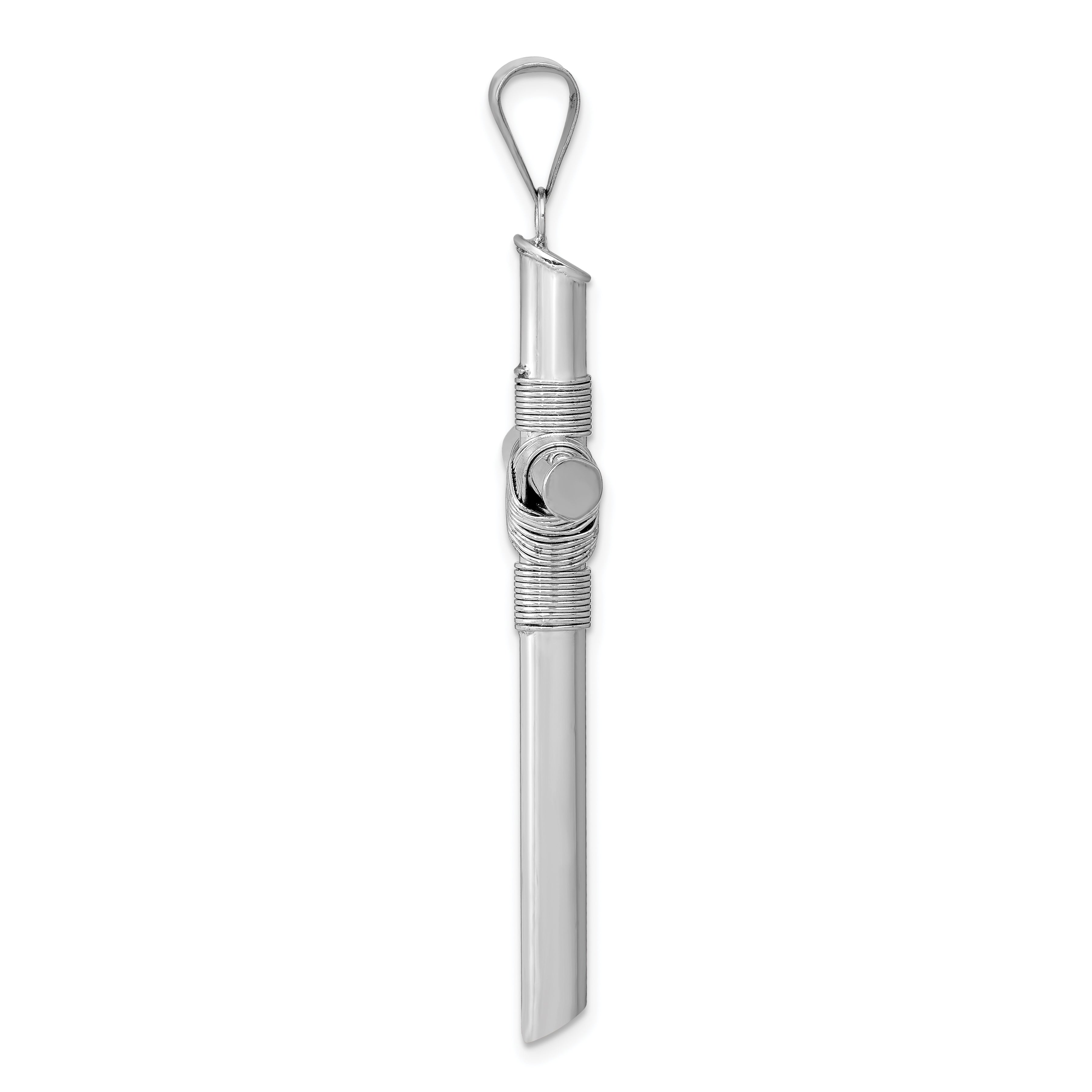 14K White Gold Polished Cross Pendant with Center Wrap & Rhodium Finish