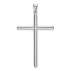 14K White Gold Polished Tube Cross Pendant with Rhodium Finish