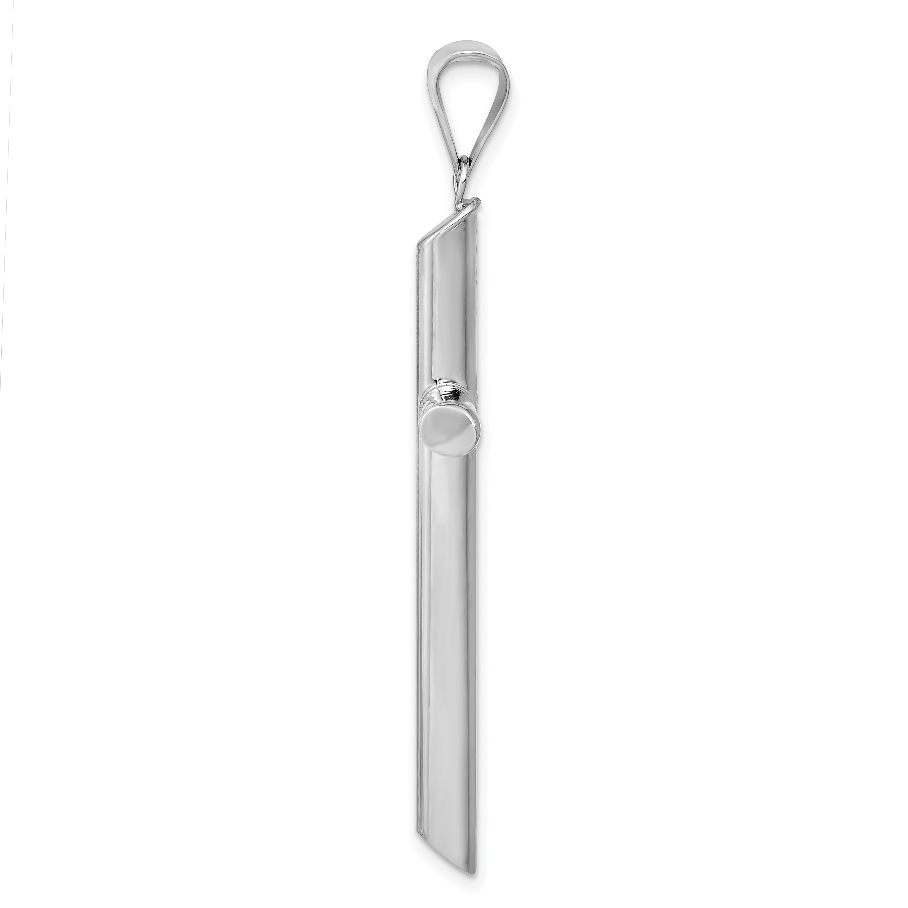 14k White Gold Polished 3D Tube Cross Pendant by Sophia Jewelers