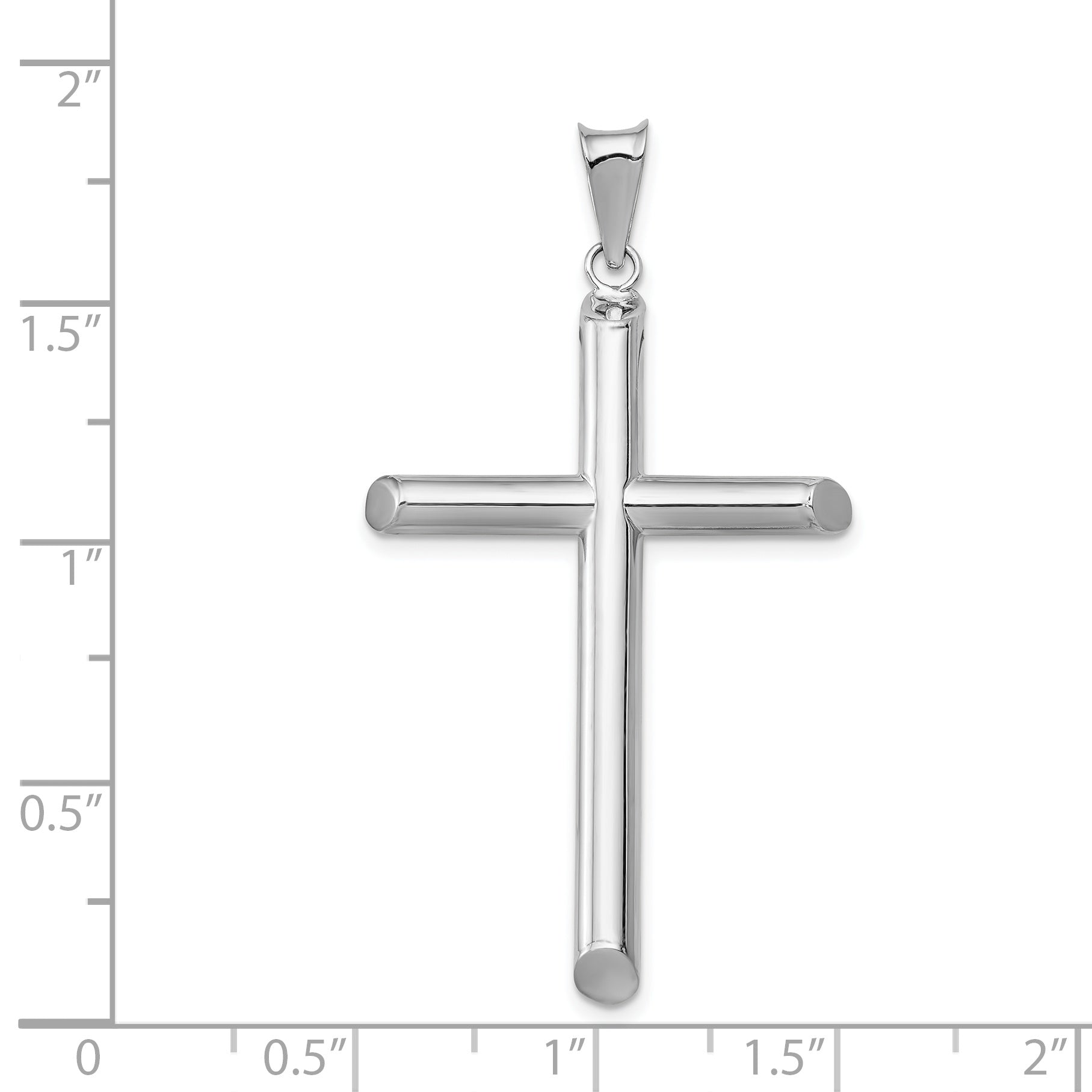 14k White Gold Polished 3D Tube Cross Pendant by Sophia Jewelers
