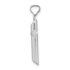 14K White Gold Polished Tube Cross Pendant with Rhodium Finish
