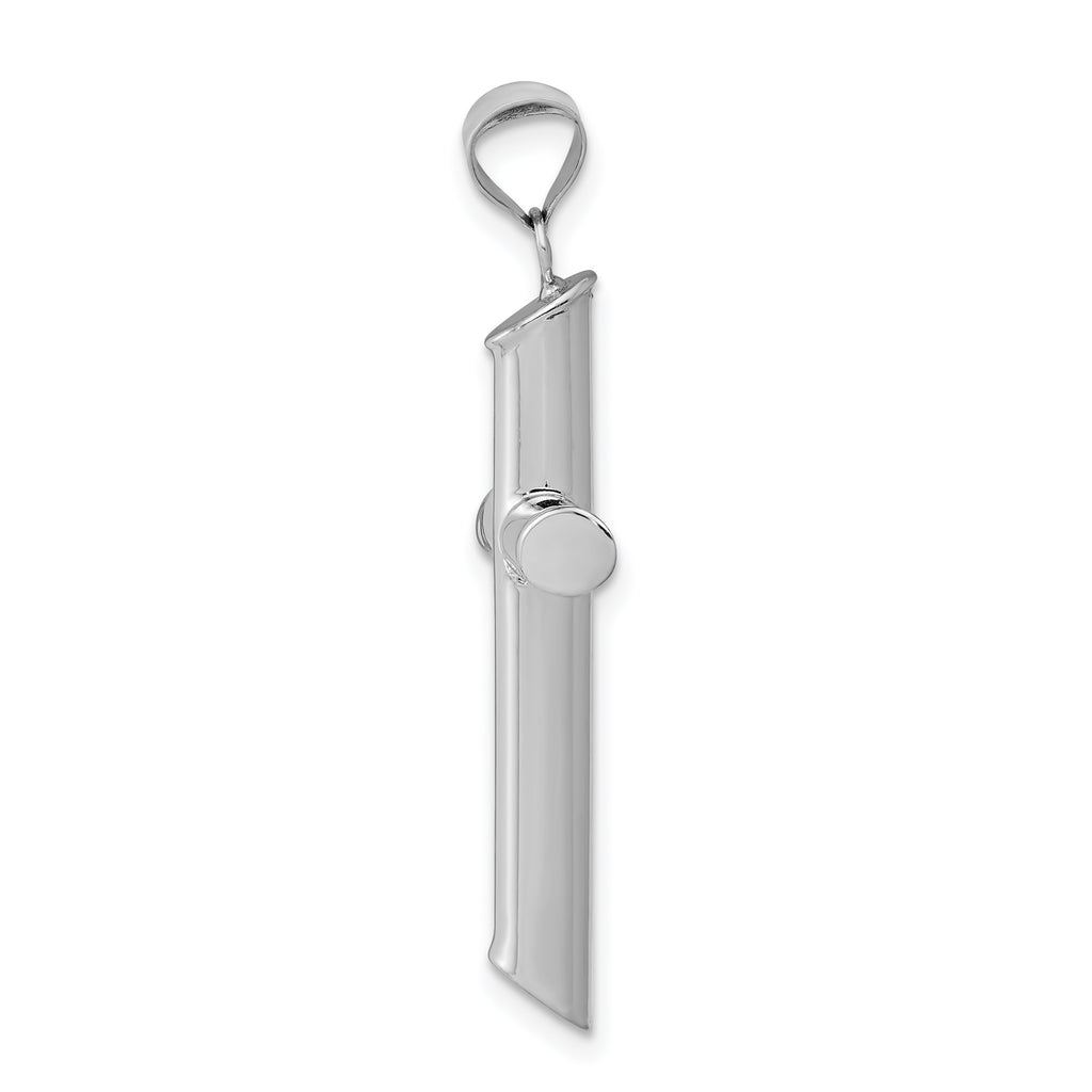 14K White Gold Polished 3D Tube Cross Pendant by Sophia Jewelers