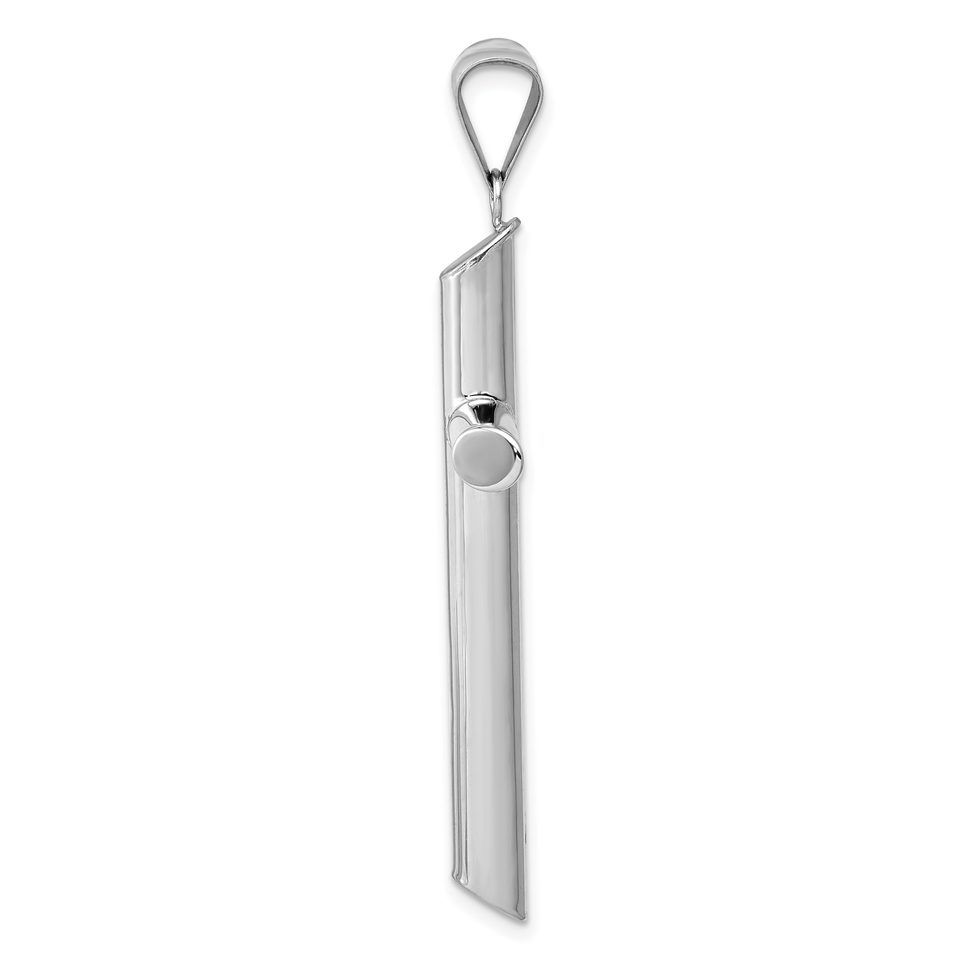 14K White Gold Polished Cross Pendant with Rhodium Finish Elegant 3D Design
