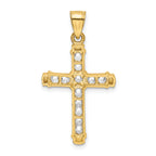 14K Gold CZ Cross Pendant with 12 Clear Stones  Elegant and Timeless Design