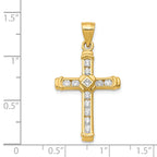 14K Gold CZ Cross Pendant with 12 Clear Stones  Elegant and Timeless Design