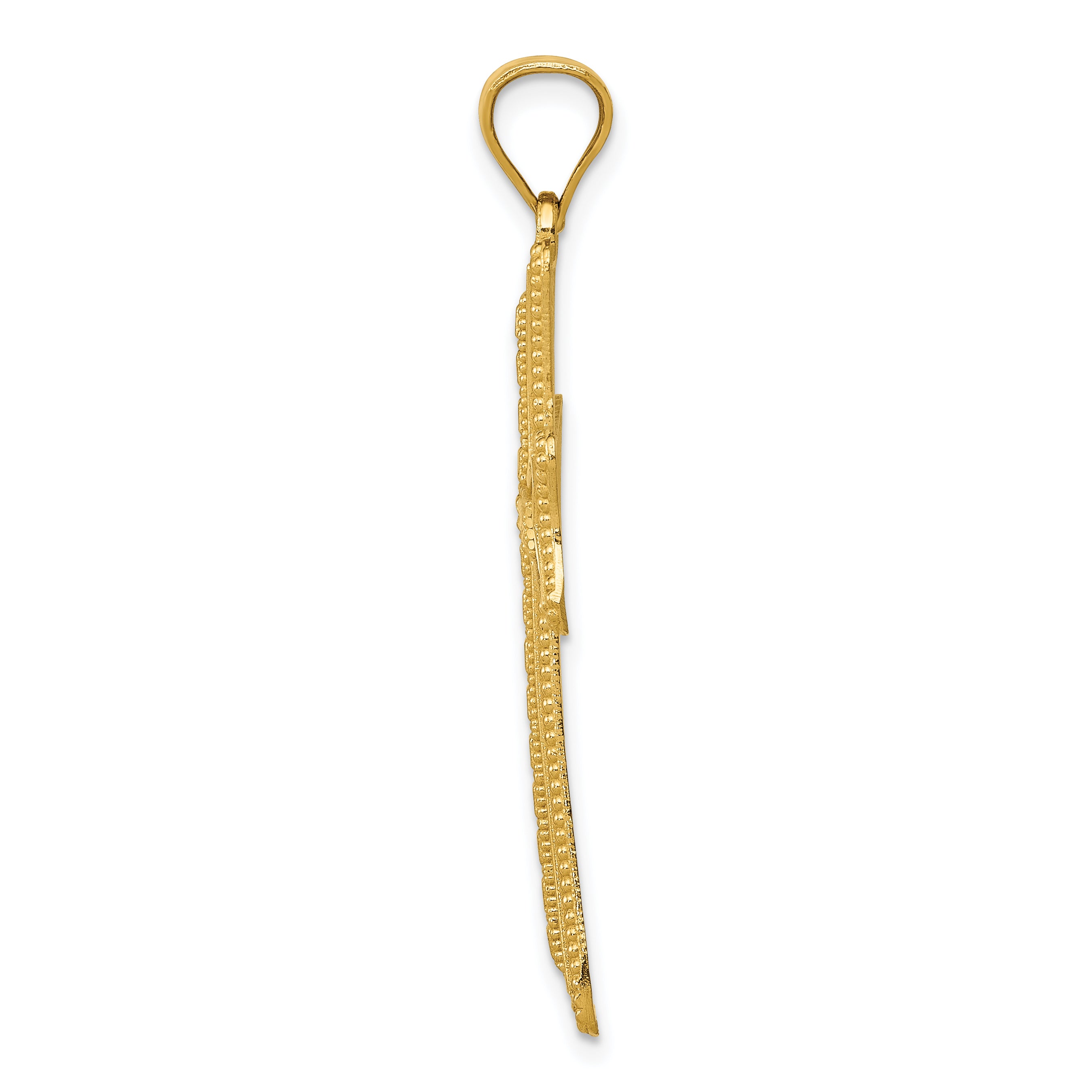 14K Gold Diamond-Cut Cross Pendant with Solid Cast Design Secondary image