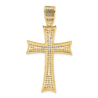 14K Gold Large Cross Pendant with Rhodium, Micro Pave CZ, Elegant Design