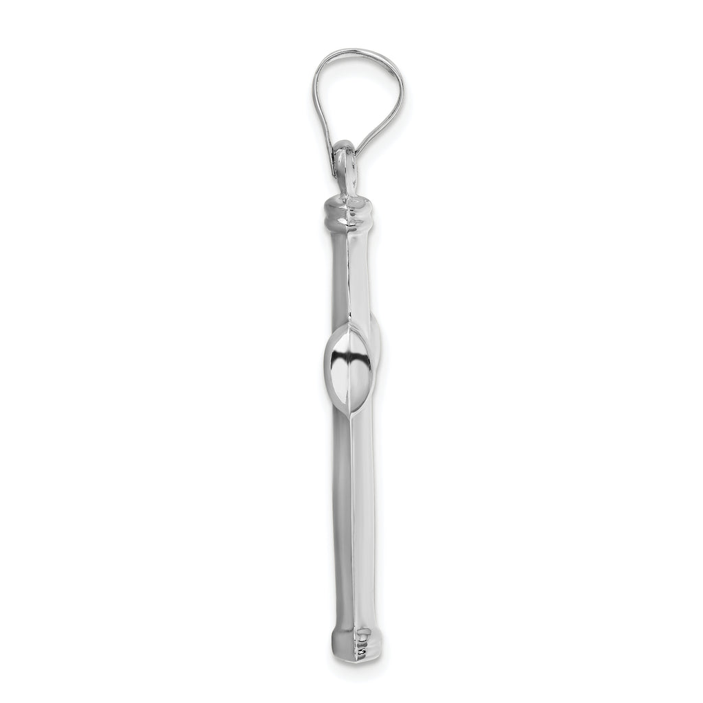 14K White Gold Polished 3D Cross Pendant with Rhodium Finish