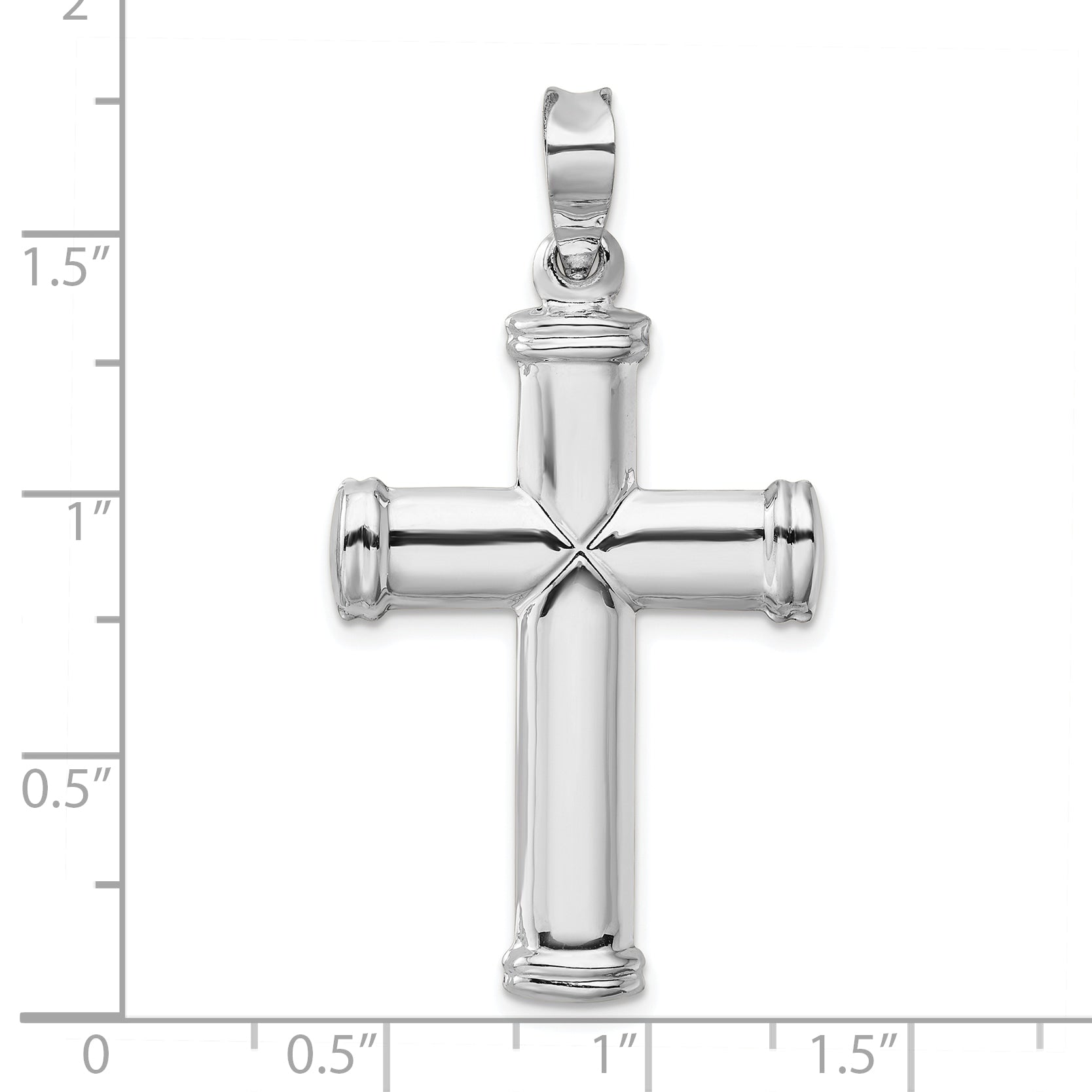 14K White Gold Polished 3D Cross Pendant with Rhodium Finish