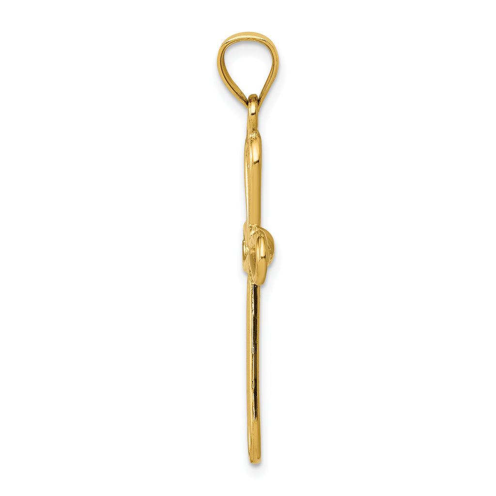 14K Gold Polished Rounded Cross Pendant with X-Center Elegant Design