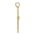 14K Gold Polished Rounded Cross Pendant with X-Center Elegant Design