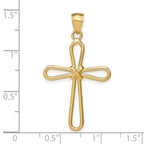 14K Gold Polished Rounded Cross Pendant with X-Center Elegant Design