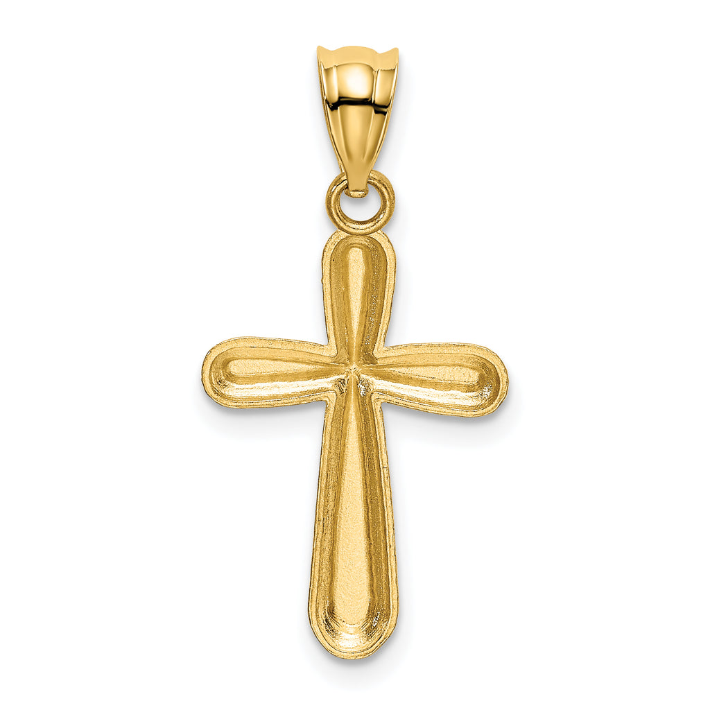 14K Gold Polished Cross Pendant with Solid Cast Design