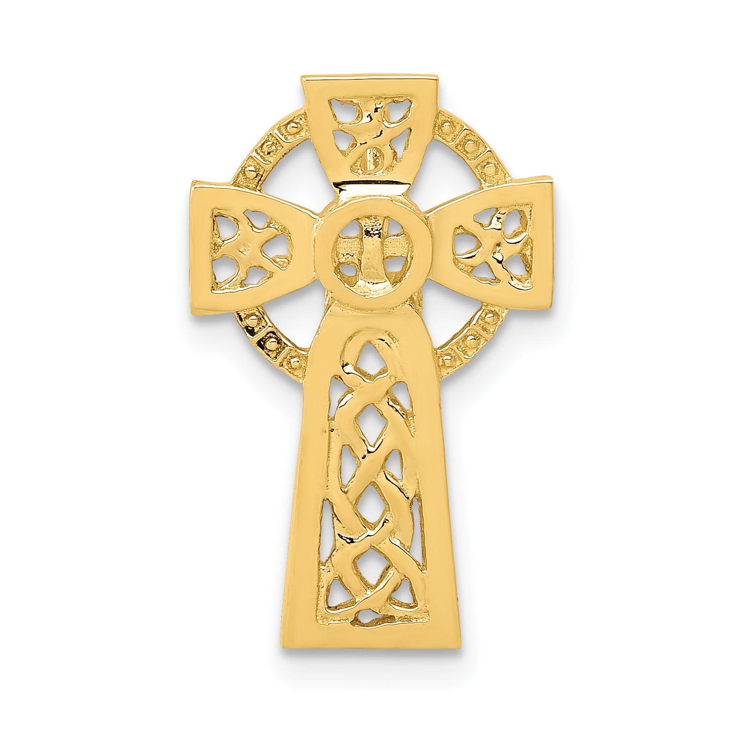 14k Polished Celtic Cross Slide