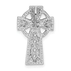 14k White Gold Polished Celtic Cross Slide Pendant, Solid and Rhodium-Plated