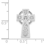 14k White Gold Polished Celtic Cross Slide Pendant, Solid and Rhodium-Plated