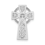 14k White Gold Polished Celtic Cross Slide