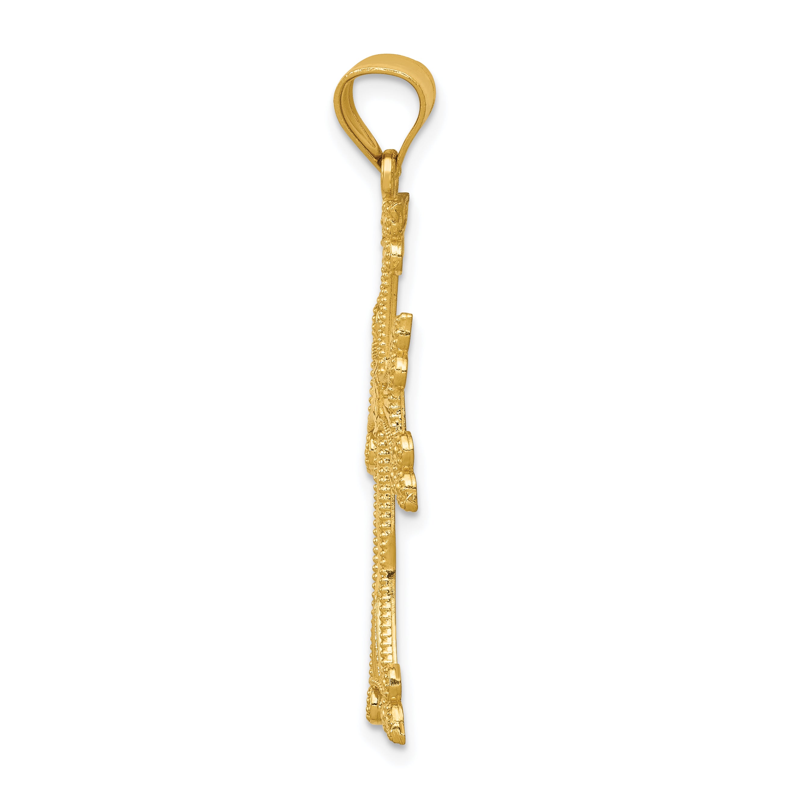14K Gold Diamond-Cut Fancy Cross Pendant with Polished Finish Secondary image