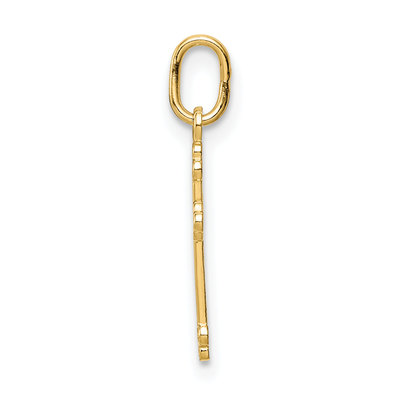 14K Gold Polished Budded Cross Charm with Diamond-Cut Design Reversible Elegance
