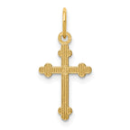 14K Gold Diamond-Cut Budded Cross Pendant with Polished Finish Elegant & Solid