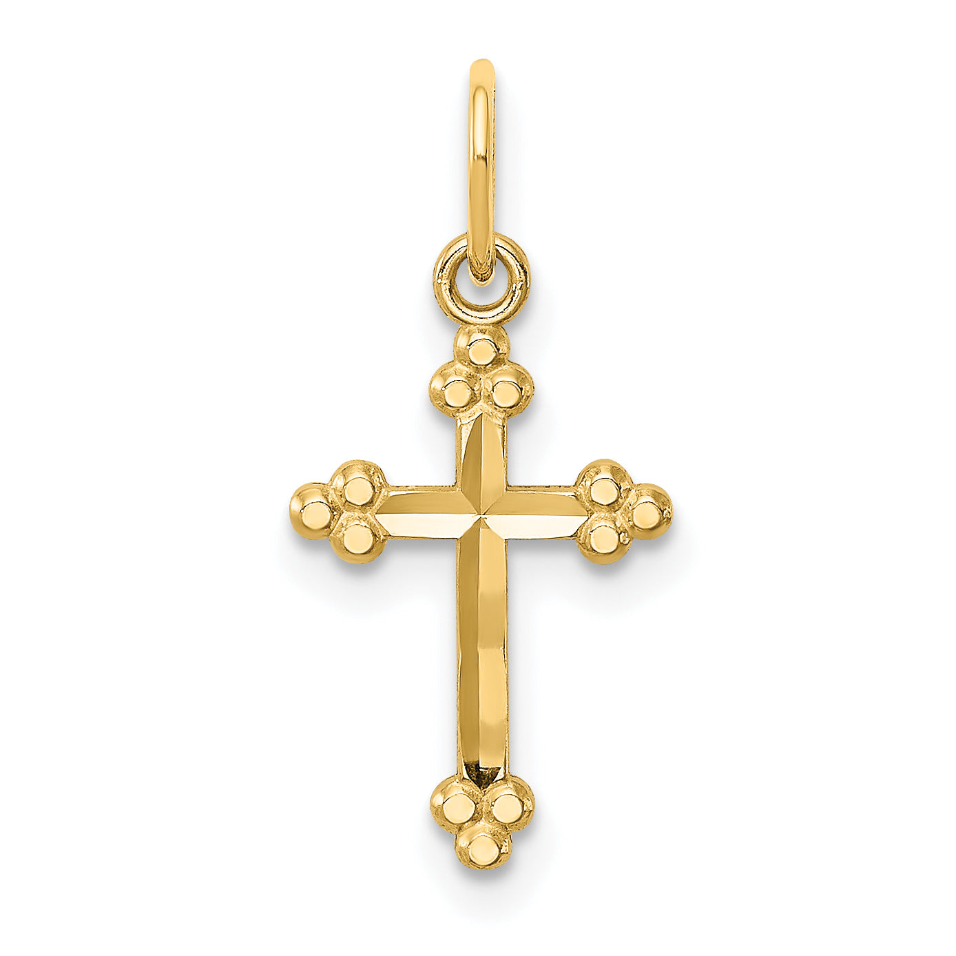 14k Small D/C Budded Cross Pendant Main image