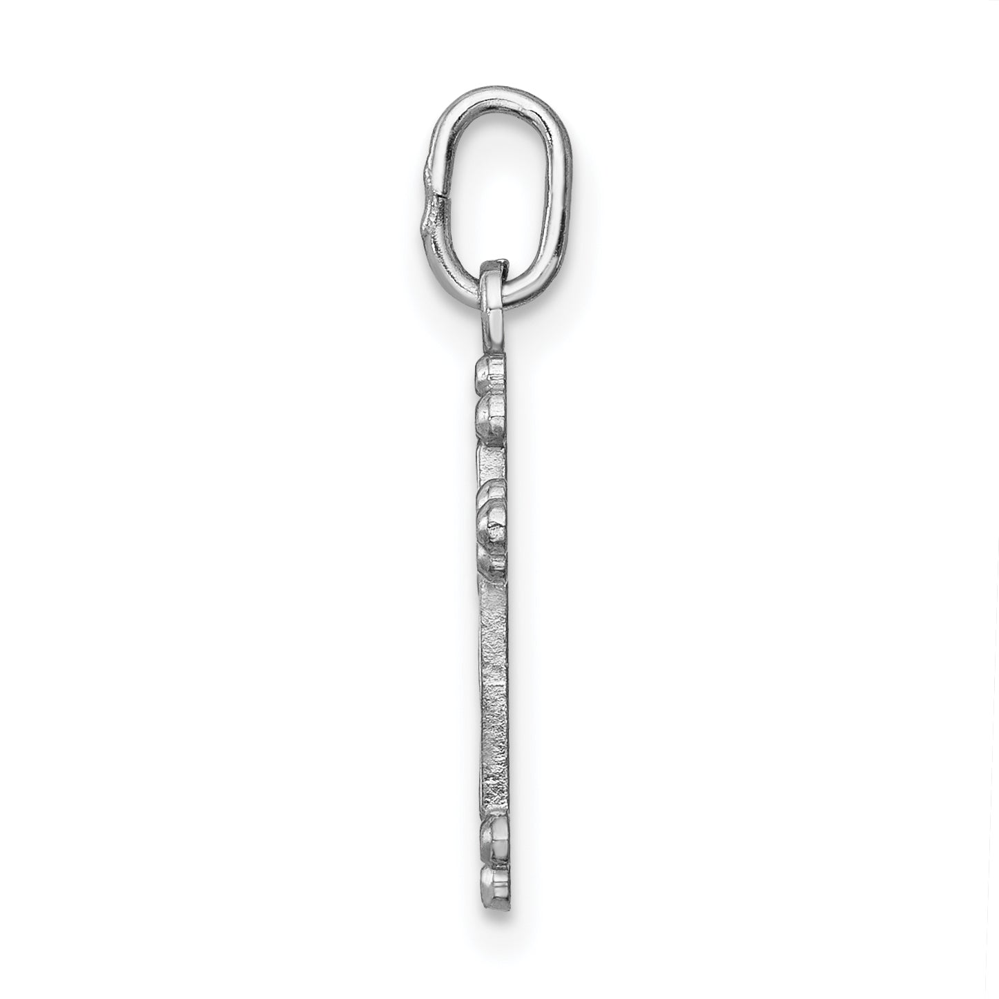 14K White Gold Polished Diamond-Cut Budded Cross Charm Elegant and Durable