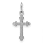 14K White Gold Polished Diamond-Cut Budded Cross Charm Elegant and Durable