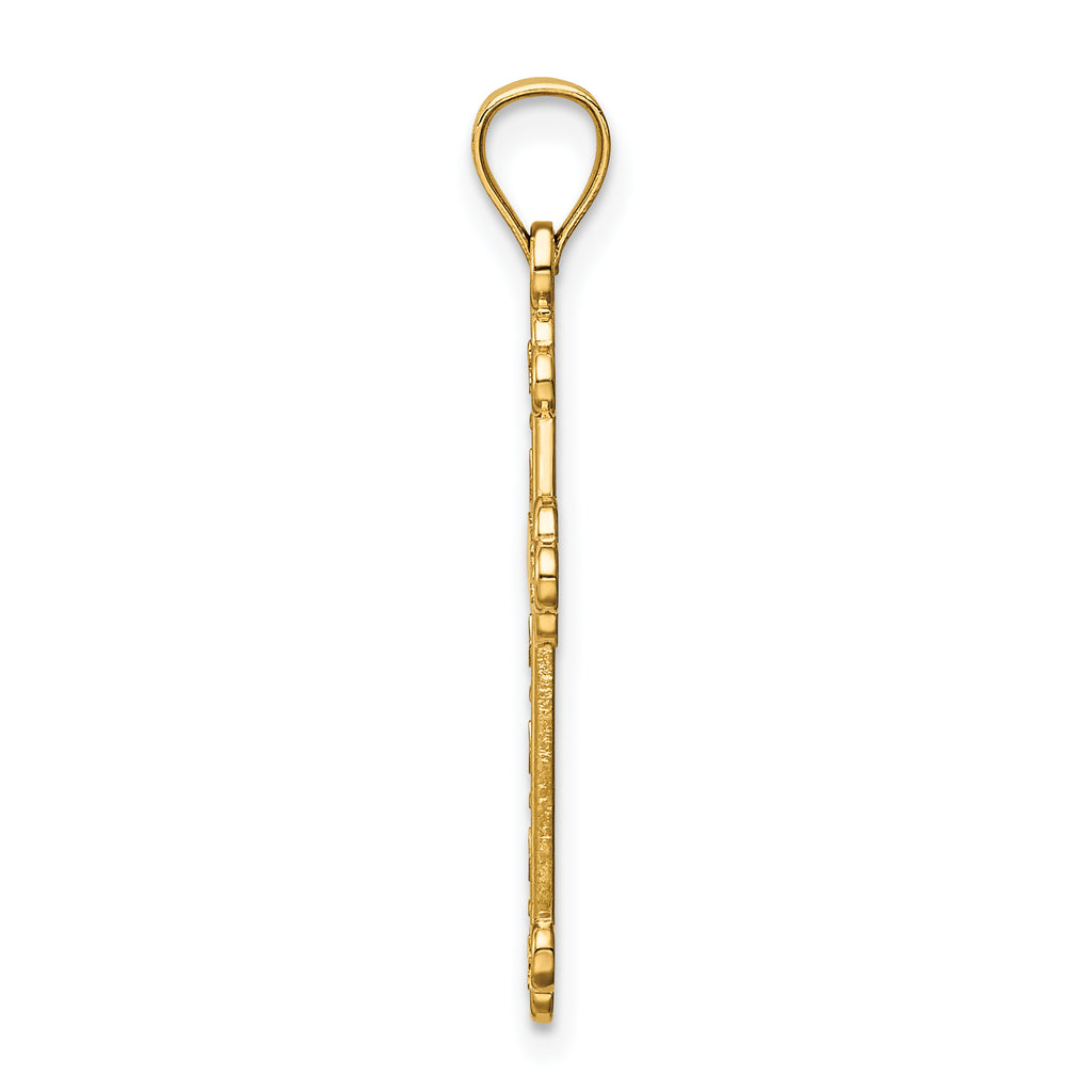 14K Gold Satin-Polished Faith Cross Pendant with Casted Solid Design