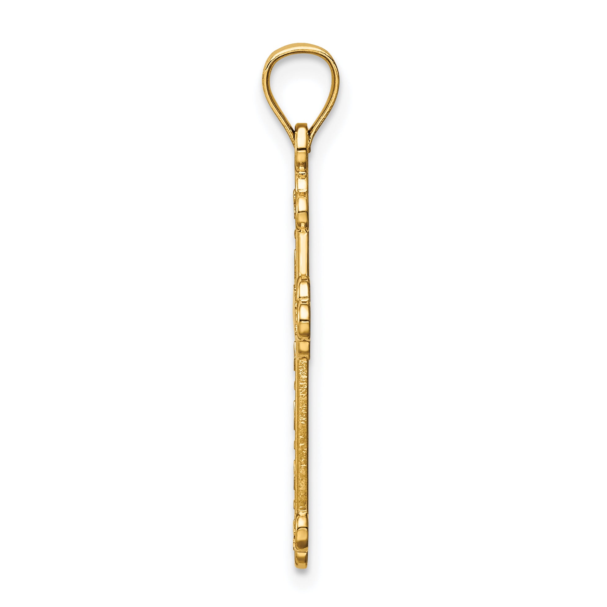14K Gold Satin-Polished Faith Cross Pendant with Casted Solid Design
