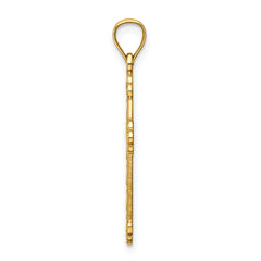 14K Gold Satin-Polished Faith Cross Pendant with Casted Solid Design