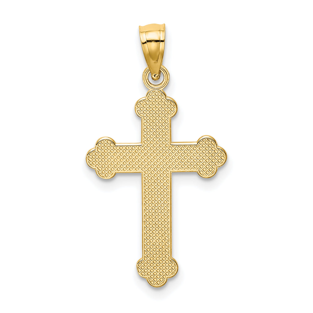 14K Gold Satin-Polished Faith Cross Pendant with Casted Solid Design