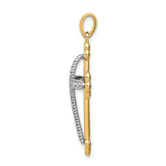 14K Two-Tone Gold 3D Cross Pendant with Diamond-Cut Polished Finish