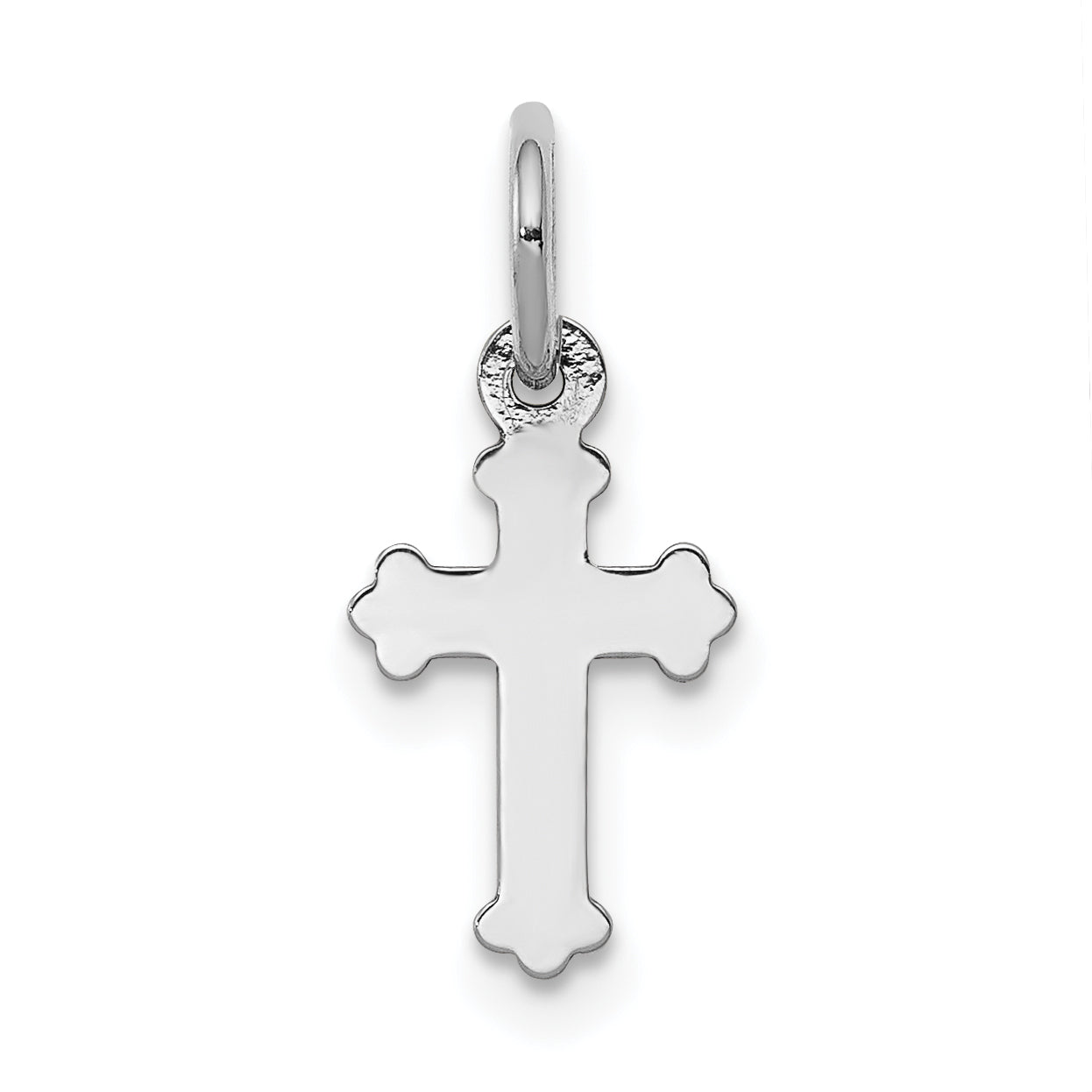 14K White Gold Mini Polished Cross Charm with Rhodium Finish  Elegant & Timeless Design